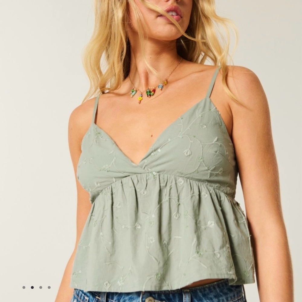 Hollister Embroidered Babydoll Top